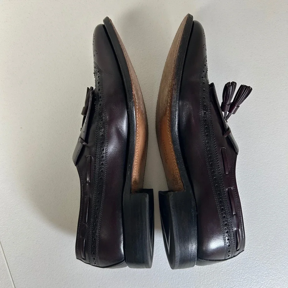 Allen Edmonds Arlington Loafers Mens 9 B Burgundy Wingtip Tassel‎ Kiltie 88411